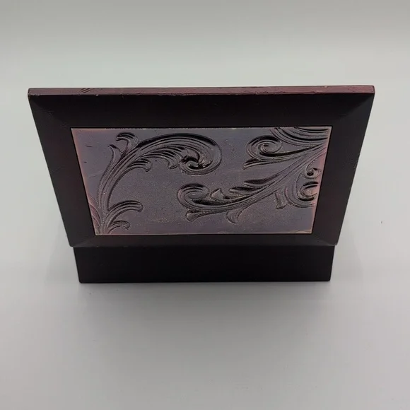 Elegant Decorative Wooden Trinket Jewelry Box with Silver Accents - Picture 6 of 10